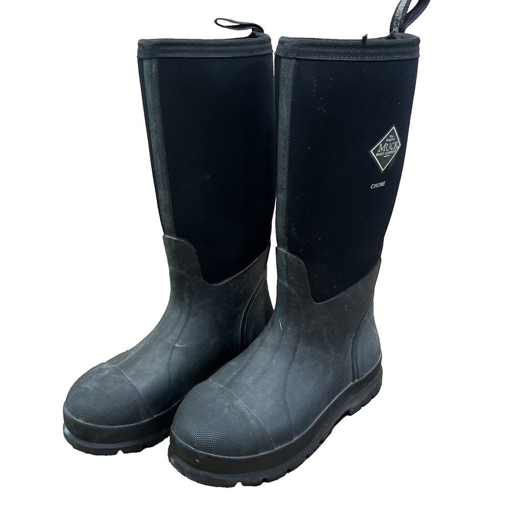 Muck Boot Chore Soft Toe Black Mens Size 7 Womens 8 15" Farm Rain Mid Calf Heavy